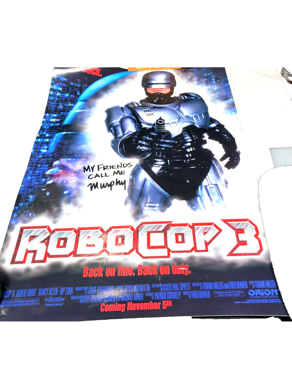 1993 RoboCop 3 Movie Promo Poster Banner Robert Burke Orion 90s SciFi Door Sign